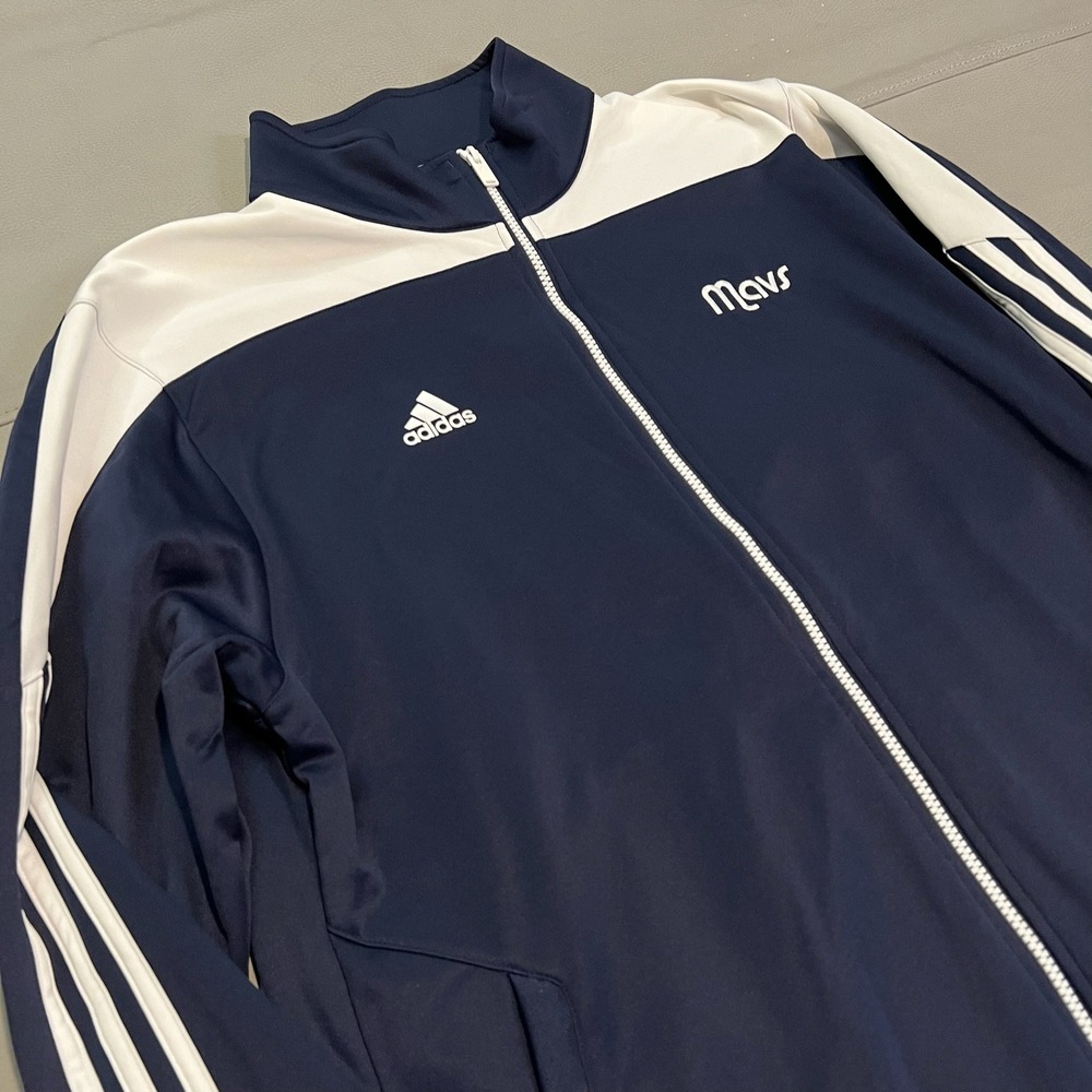 Adidas Mens Dallas Mavericks MAV Cowboys NBA Track Jacket Navy White Zip-L-XXXX - Picture 3 of 7